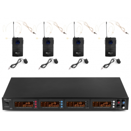 PD504B 4X 50-kanalų UHF mikrofonų komplektas su 4 bodypack mikrofonais