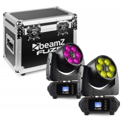 BeamZ Fuze610Z Wash 6x 10W LED Moving Head Zoom Set 2 Pieces in Flightcase