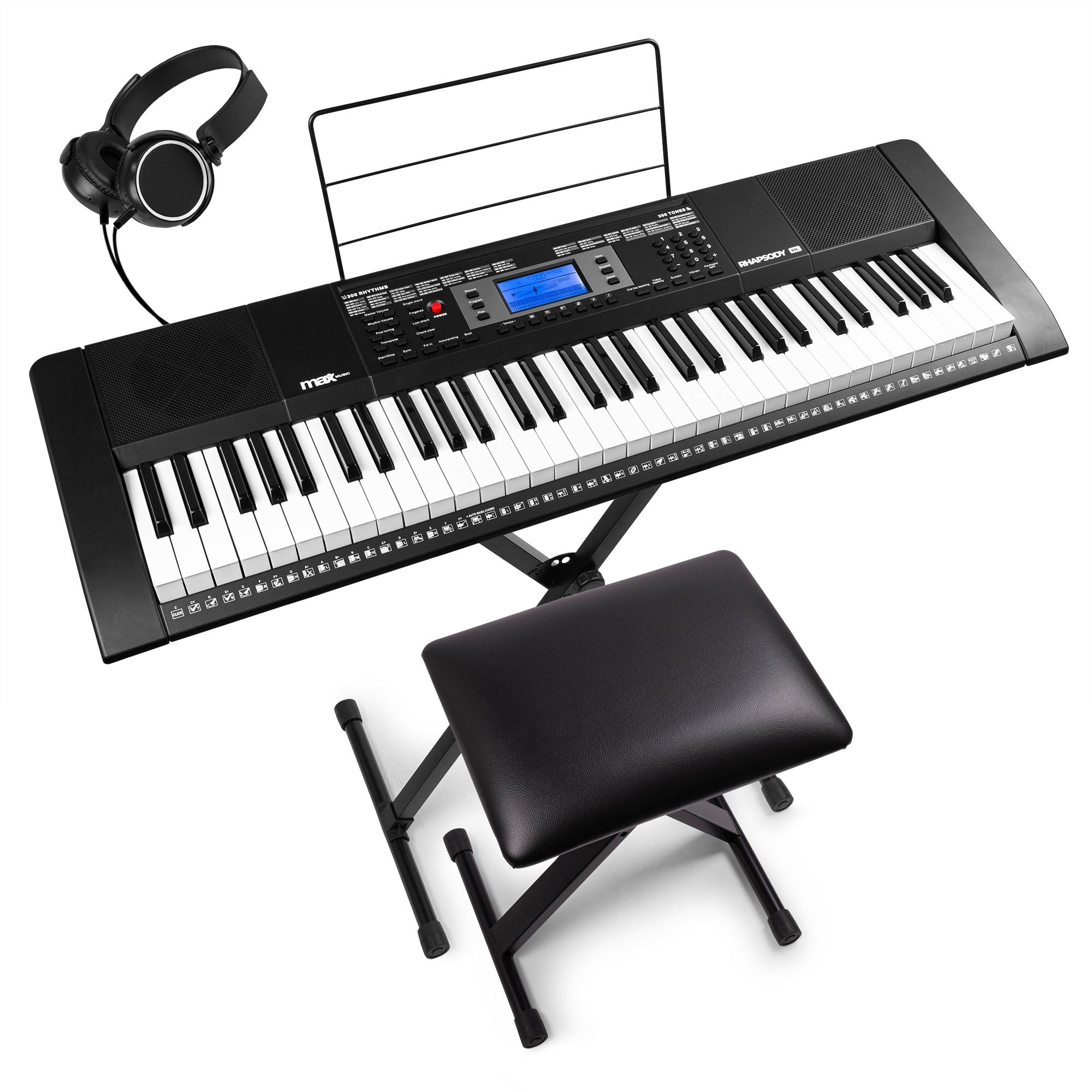 MAX Rhapsody61L sintezatorius šviečiančiais klavišais su stovu ir