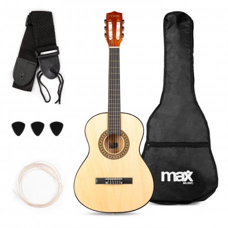 Max SoloArt Junior 3/4 klasikinė gitara naturalus medis - komplektas
