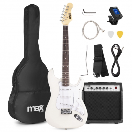 MAX GigKit elektrinės gitaros komplektas balta