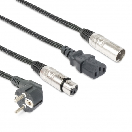 CX02-20 Audio Combi Cable Schuko - XLR F / IEC F - XLR M 20m