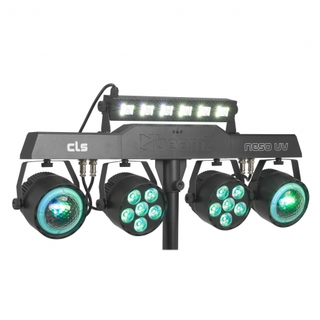 BeamZ CLS Party Bar NesoUV šviesos efektų rinkinys su 2x Jelly Moon, 2xPAR ir UV/Stroboskopu