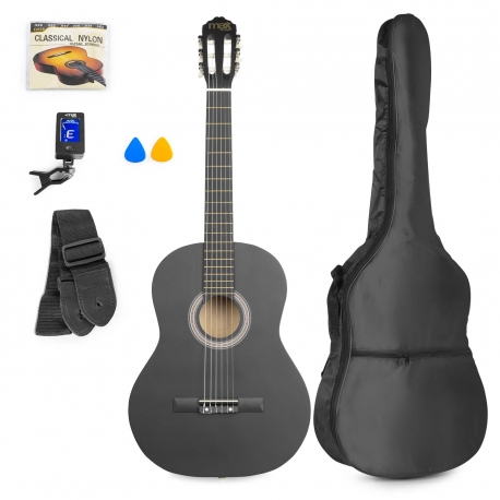MAX SoloArt klasikinė gitara juoda matinė - rinkinys