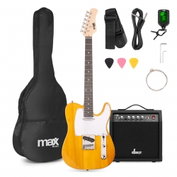 Max GigKit T-series elektrinės gitaros rinkinys, geltona