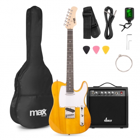 Max GigKit T-series elektrinės gitaros rinkinys, geltona