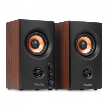 Audizio BS25 aktyvios lentyninės kolonėlės, 40 W, BT, rudas medis