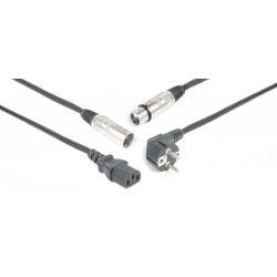 Audio Combi Cable Schuko - XLR F / IEC F - XLR M 10m