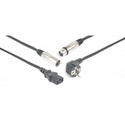 CX02-15 Audio Combi Cable Schuko - XLR F / IEC F - XLR M 15m