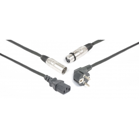 Audio Combi Cable Schuko - XLR F / IEC F - XLR M 15m