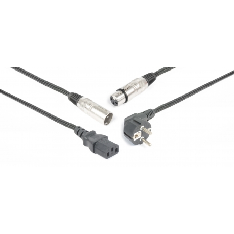 CX02-15 Audio Combi Cable Schuko - XLR F / IEC F - XLR M 15m